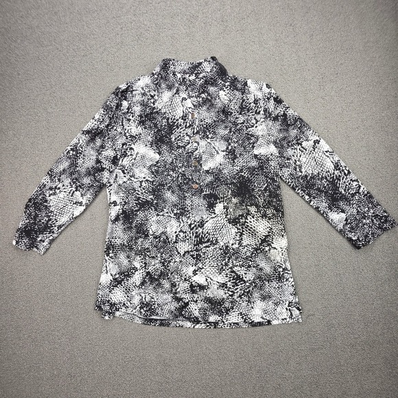 Dana Buchman Tops - Dana Buchman Snakeskin Button Down Women Black White Animal Print Stretch Medium
